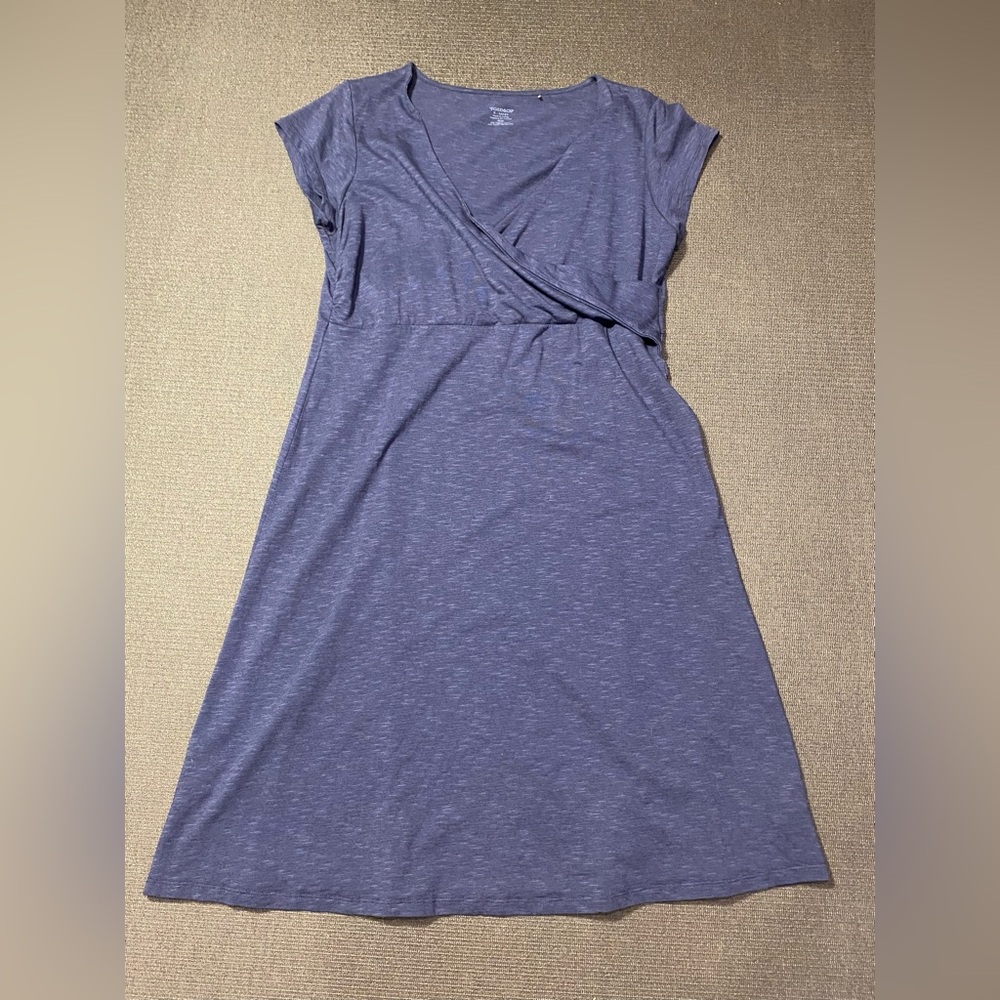 Casual Blue Wrap-Front Women’s Dress